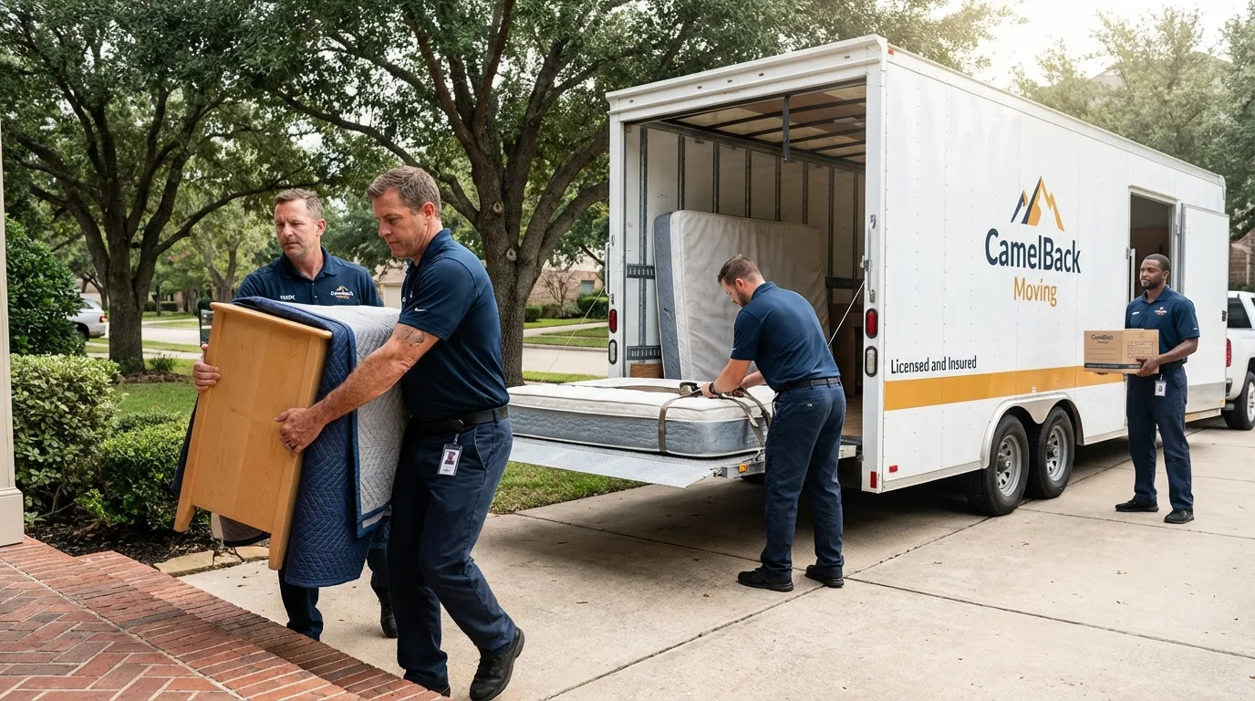 Crew loading residential truck for cross-state move from Elma, WA