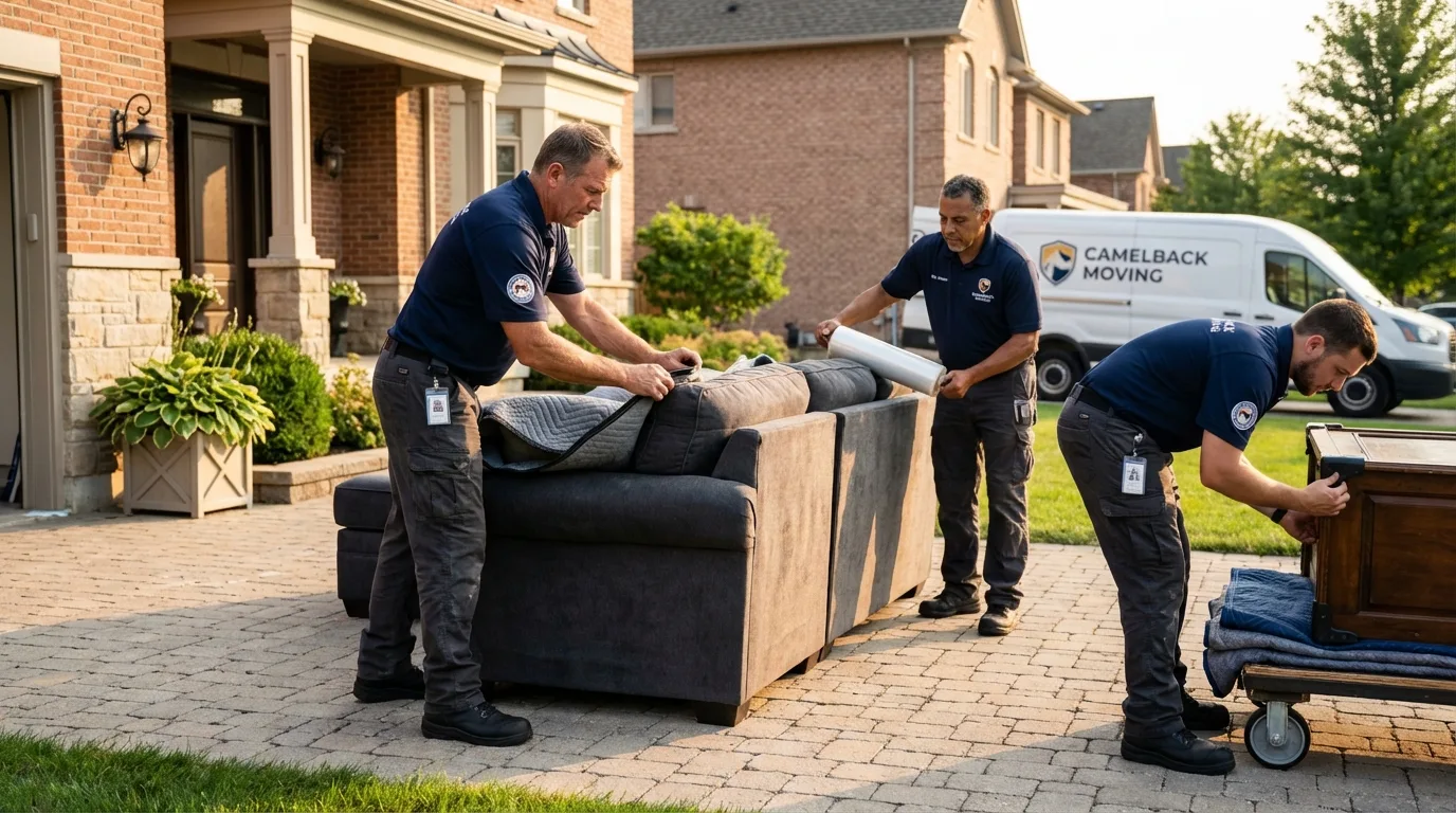 Large estate moving crew wrapping furniture in Elma, WA